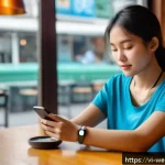 Home 18 웨어러블 기기를 통한 건강 패턴 분석 - A modern Vietnamese young adult woman wearing a sleek smartwatch and fitness tracker on her wrist, c...
